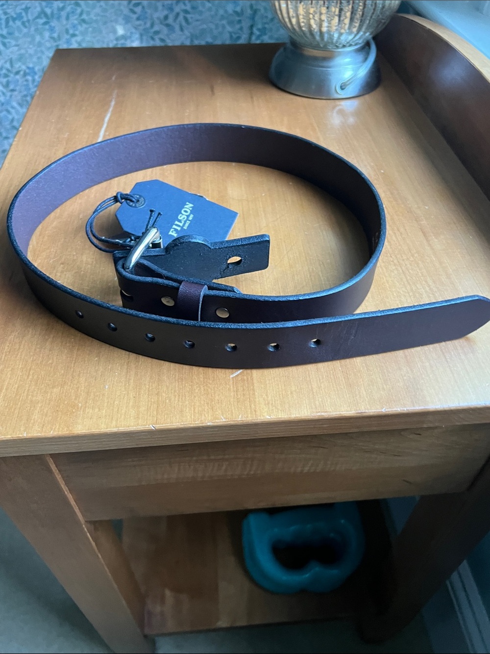 Filson Brown Leather Casual Belt with Stainless Steel Buckle